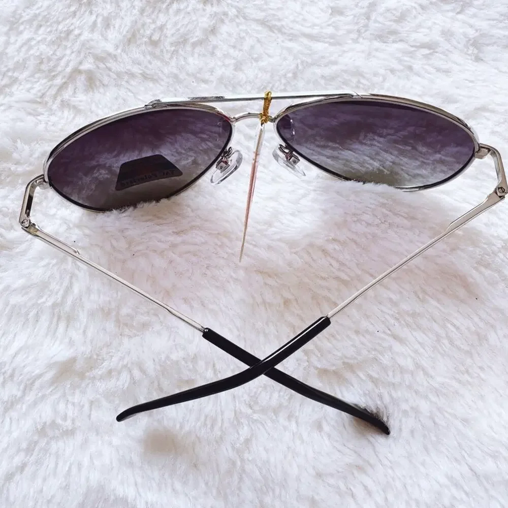 Felix Black W/Silver Rim Polarized Aviator Sunglasses